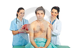 Doctor woman checkup male patient