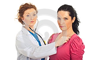 Doctor woman checkup patient woman