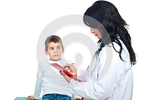 Doctor woman with kid