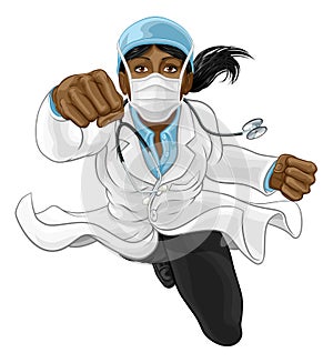 Doctor Woman Super Hero Medical Concept photo