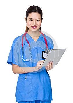 Doctor woman use of the digital tablet