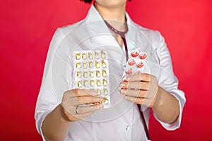 Doctor woman in white coat with tablet