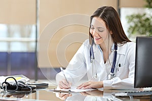 Doctor woman working at consultation