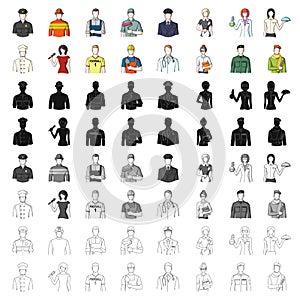 Doctor, worker, military, artist and other types of profession.Profession set collection icons in cartoon style vector