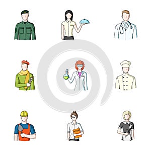 Doctor, worker, military, artist and other types of profession.Profession set collection icons in cartoon style vector