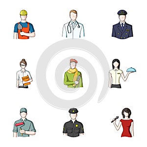 Doctor, worker, military, artist and other types of profession.Profession set collection icons in cartoon style vector