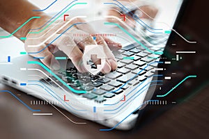 Doctor working with laptop computer in medical workspace office