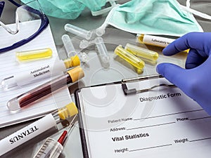 Doctor Working With Samples Of Contagious Diseases In A Clinical Laboratory