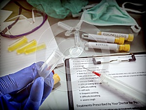 Doctor working with samples of contagious diseases in a clinical laboratory