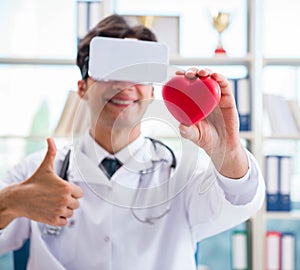 Doctor working with virtual VR reality glasses