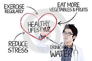 Doctor writing healthy lifestyle concept