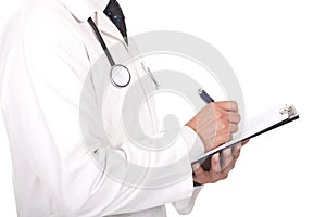 Doctor writing notes and prescriptions