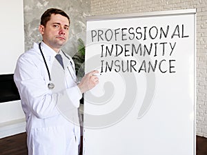 Doctor wrote the inscription Medical professional indemnity insurance.