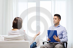 Doctor and young woman meeting at home visit