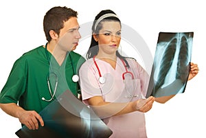 Doctors checking X-ray