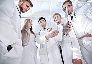 Doctors colleagues discuss the x-ray of the patient