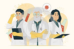 Doctors concept vaccine development team illustration