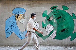 doctors conduct a coronavirus test in Idlib