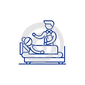 Doctors consultation line icon concept. Doctors consultation flat  vector symbol, sign, outline illustration.