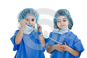 Doctors cooperation with medical equipment