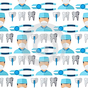 Doctors dentist profession charactsers seamless pattern background stomatology vector medical people