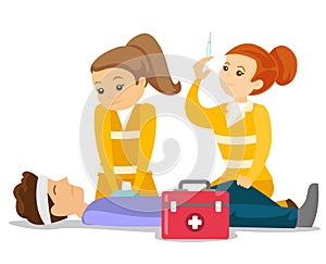 Doctors doing cardiopulmonary resuscitation.