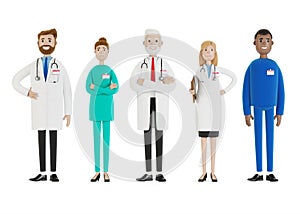 Doctors. A group of medical workers. Chief physician and medical specialists.