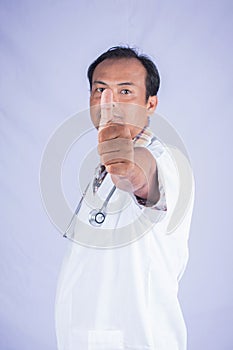 Doctors hand show assent