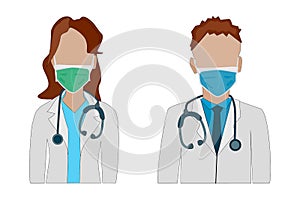 Doctors in medical mask isolated on white background.