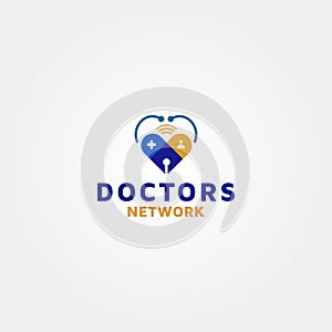 Doctors network Vector logo design Template Idea and inspiration