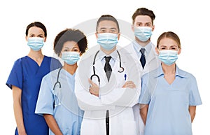 Doctors and nurses in protective medical masks