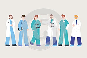 Doctors and nurses, team professional physicians nurses staff, medical people characters