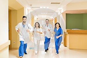 Doctors running during an emergency