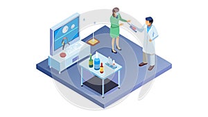 Doctors or Scientists Collaborating in Lab, vector design Generative AI