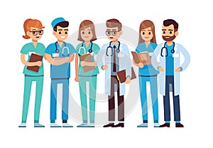 Doctors set. Medical staff team doctor nurse therapist surgeon professional hospital workers group medic, cartoon vector