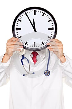 Doctors stress in front of the head with Clock.