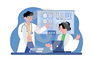 Doctors Team Discussion Illustration concept on white background