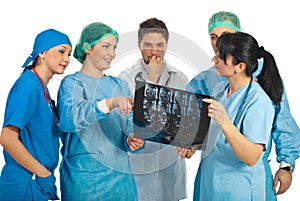 Doctors team discussion with MRI