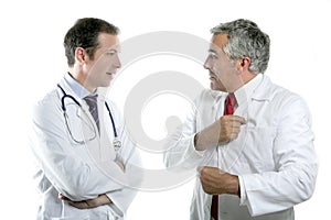 Doctors team talking expertise senior tie