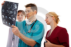 Doctors with tomogram photo