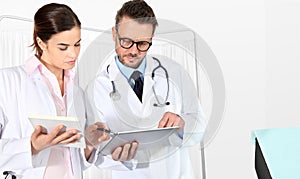 Doctors using a tablet, concept of medical consulting