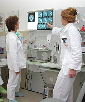 Doctors working on X-ray scans