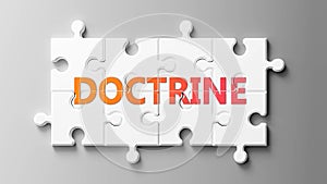 Doctrine complex like a puzzle - pictured as word Doctrine on a puzzle pieces to show that Doctrine can be difficult and needs photo
