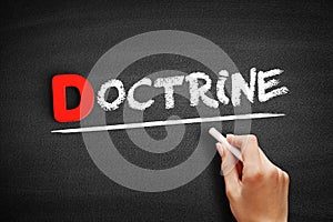 Doctrine text on blackboard