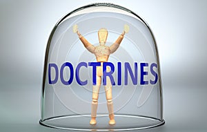 Doctrines can separate a person from the world and lock in an invisible isolation that limits and restrains - pictured as a human