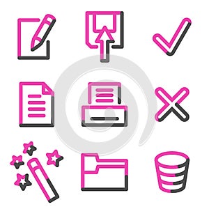 Document 2 web icons, pink contour series