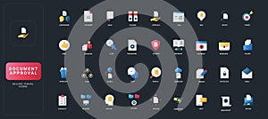 Document Approval Gradient Flat Icon Set Collection