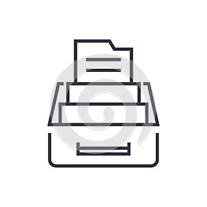 Document archive,box with files vector line icon, sign, illustration on background, editable strokes