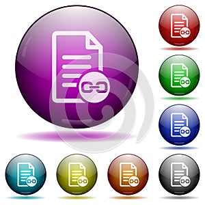 Document attachment icon in glass sphere buttons