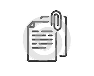 Document attachment line icon. File with paper clip sign. Vector